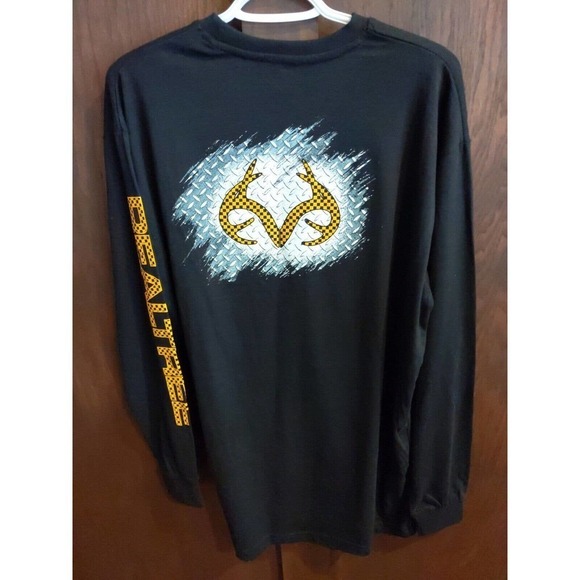 RealTree by Mountainaire Mens Large Long Sleeve T shirt Tee Black Crew Neck - Picture 2 of 2